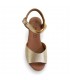 SANDALIA CUÑA PIEL COMODA MUJER  323 ORO