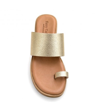 SANDALIA COMODA MUJER PIEL DEDO ORO