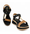 SANDALIA CUÑA OH MY SANDALS PIEL 5940 DOYA NEGRO COMBI