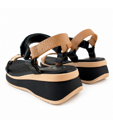 SANDALIA CUÑA OH MY SANDALS PIEL 5940 DOYA NEGRO COMBI