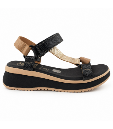 SANDALIA CUÑA OH MY SANDALS PIEL 5940 DOYA NEGRO COMBI
