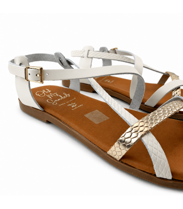 SANDALIA OH MY SANDALS PLANA PIEL 5807 HIELO COMBI