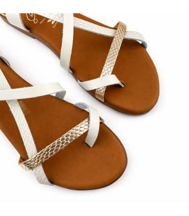 SANDALIA OH MY SANDALS PLANA PIEL 5807 HIELO COMBI