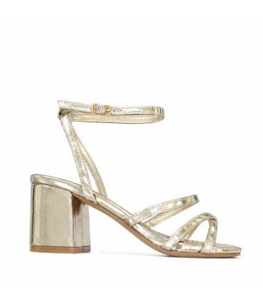 SANDALIA TIRAS TACON ANCHO M2673 ORO