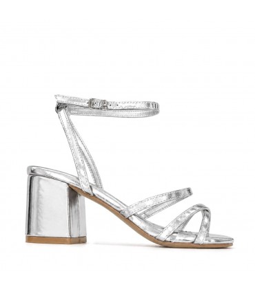 SANDALIA TIRAS TACON ANCHO M2673 PLATA
