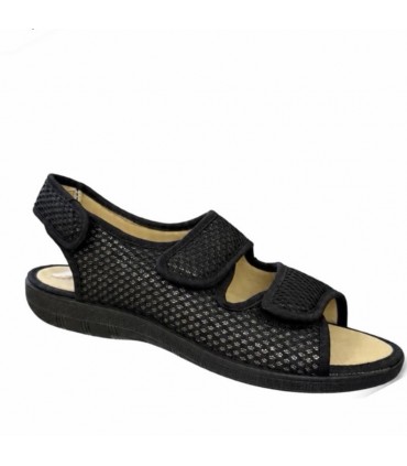 SANDALIA SEÑORA COMODA VELCROS NEGRO