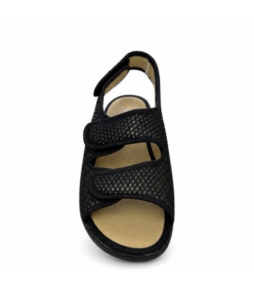SANDALIA SEÑORA COMODA VELCROS NEGRO