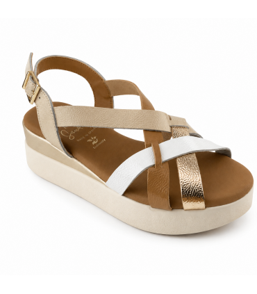 SANDALIA CUÑA OH MY SANDALS PIEL 5960 DUNA HIELO COMBI