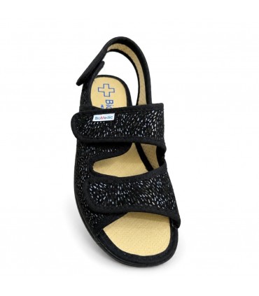 SANDALIA COMODA MUJER VELCROS 5128G NEGRO