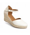 SANDALIA CUÑA PIEL COMODA MUJER 6CM 48W-5 HIELO