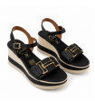 SANDALIA CUÑA OH MY SANDALS PIEL PLACA 5981 DOYA NEGRO