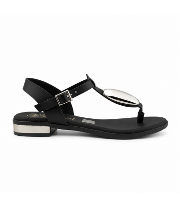 SANDALIA OH MY SANDALS PLANA DEDO PIEL 5864 NEGRO