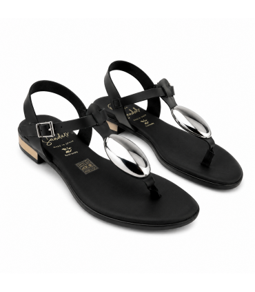 SANDALIA OH MY SANDALS PLANA DEDO PIEL 5864 NEGRO