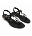 SANDALIA OH MY SANDALS PLANA DEDO PIEL 5864 NEGRO