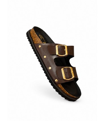 CHANCLA DOS HEBILLAS ETIKA TACHUELAS 10096 CHOCOLATE