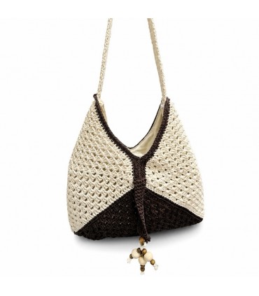 BOLSO CROCHET 9165 BEIGE Y CHOCOLATE