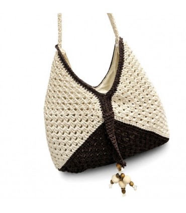 BOLSO CROCHET 9165 BEIGE Y CHOCOLATE