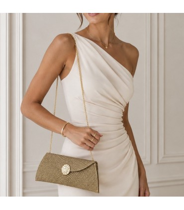 CARTERA RAFIA PLACA KMV309530 ORO