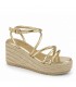 SANDALIA CUÑA MUJER ORO ESPARTO Q8332