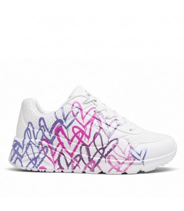 ZAPATILLA SKECHERS CORAZONES CORDONES 314098L METALLIC JOY WHITE PURPLE