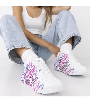 ZAPATILLA SKECHERS CORAZONES CORDONES 314098L METALLIC JOY WHITE PURPLE