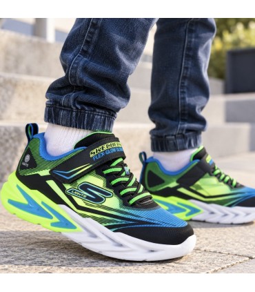 ZAPATILLA SKECHERS LUCES GLOW ULTRA 400139LC BLACK BLUE LIME
