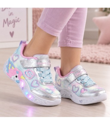 ZAPATILLA SKECHERS LUCES 303064NC LIL HEART SPARKLES SILVER MULTI