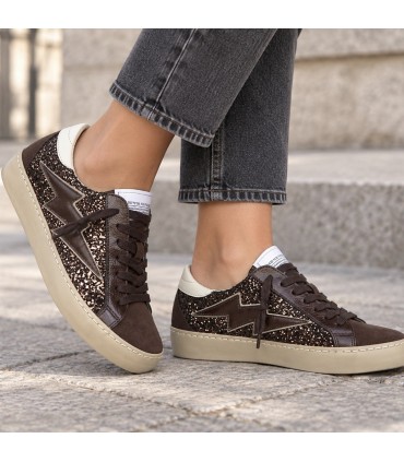 ZAPATILLA GLITTER RAYO M6500 CAFE