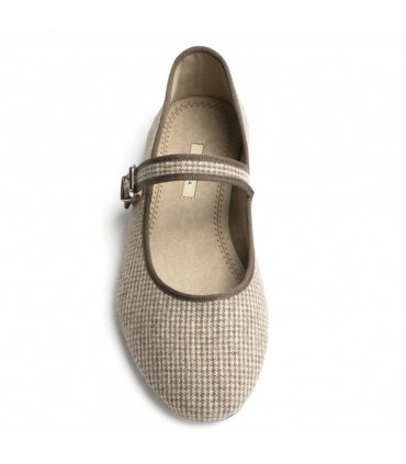 ZAPATO PLANO M6571 CAMEL CUADROS