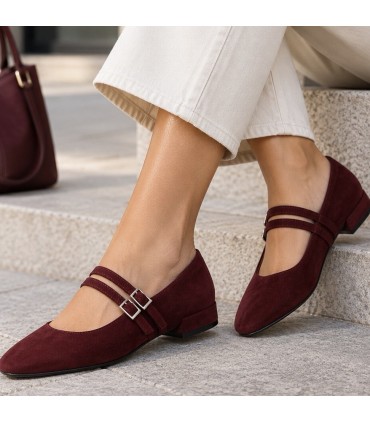 ZAPATO MARY JANE DOS HEBILLAS M6600 BURDEOS