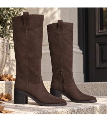 BOTA LISA TACON CUADRADO M6820 CAFE