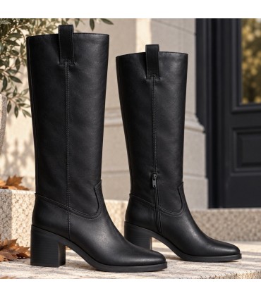 BOTA LISA TACON CUADRADO M6820 NEGRO
