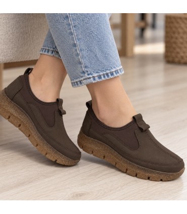 ZAPATO PIEL VELCRO 48 HORAS 621401/10 NOBUCK MARRON