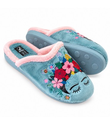 ZAPATILLA CASA FRIDA FLORES 30-502 AGUAMAR