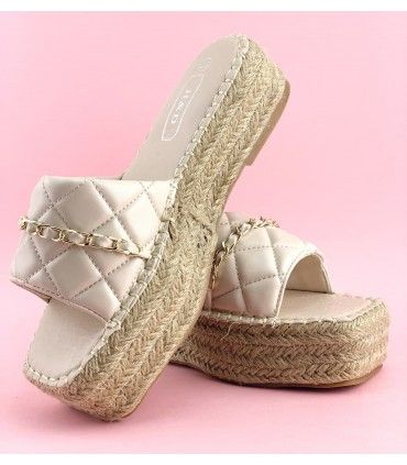 CHANCLA YUTE DETALLE CADENA YZ19-335 BEIGE