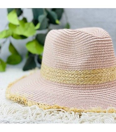 SOMBRERO RAFIA ROSA