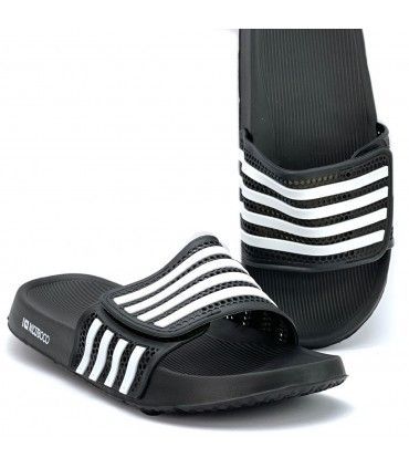 CHANCLA NICOBOCO VELCRO RAYAS GOOD NEGRO 36-014